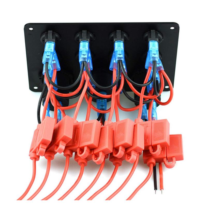 8 Gang Rocker Switch Panel 12V with 4.2A USB Socket Voltmeter Overload Protection ON/Off for Car Boat Marine RV Truck