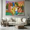 Cartoon The Simpsons Wall Tapestry Aesthetic Wall Hanging Printed Fabric Blanket Decorative Tapestries for Bedroom Living Room Home Decor
