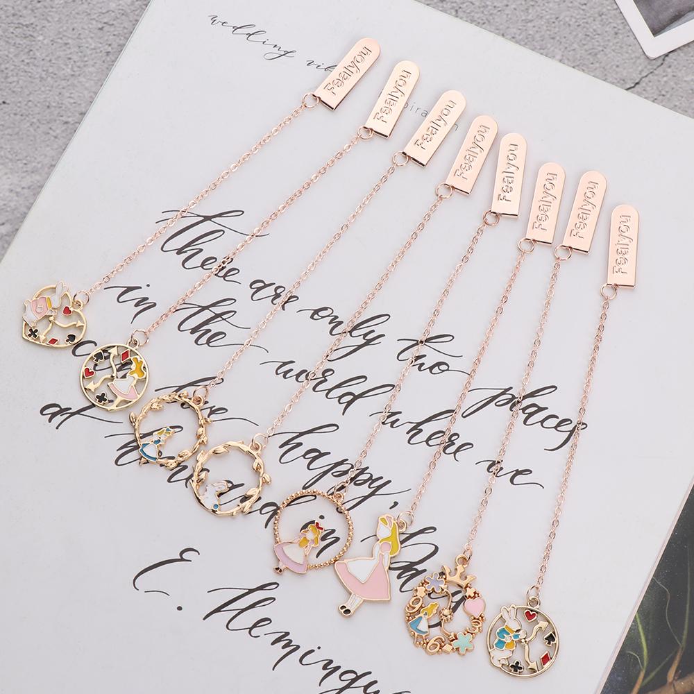 Creative Book Clip Cartoon Character Pagination Mark Bookmarks Peach Heart Pendant Metal