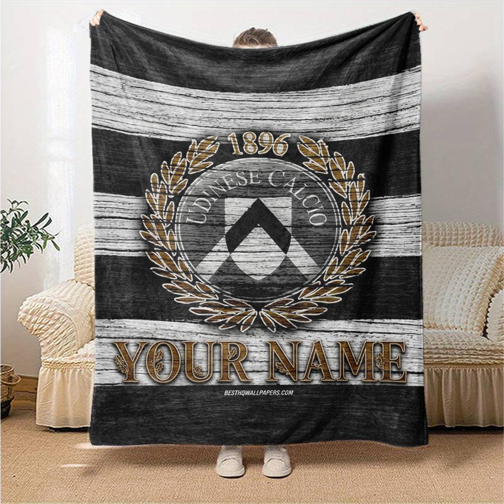 Name Custom Udinese Calcio Print Flannel Blanket High Quality Warm Comfortable Cover for All Seasons Perfect for Gifts Home Decor