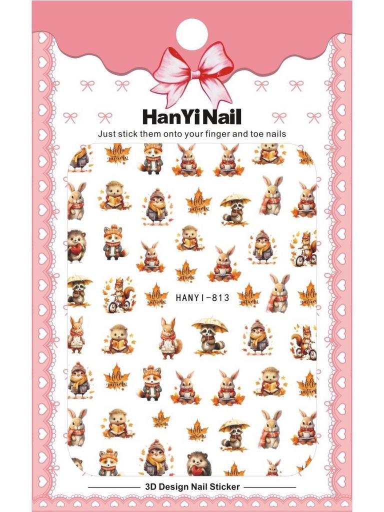 2025 милые наклейки для ногтей с изображением кошек и животных