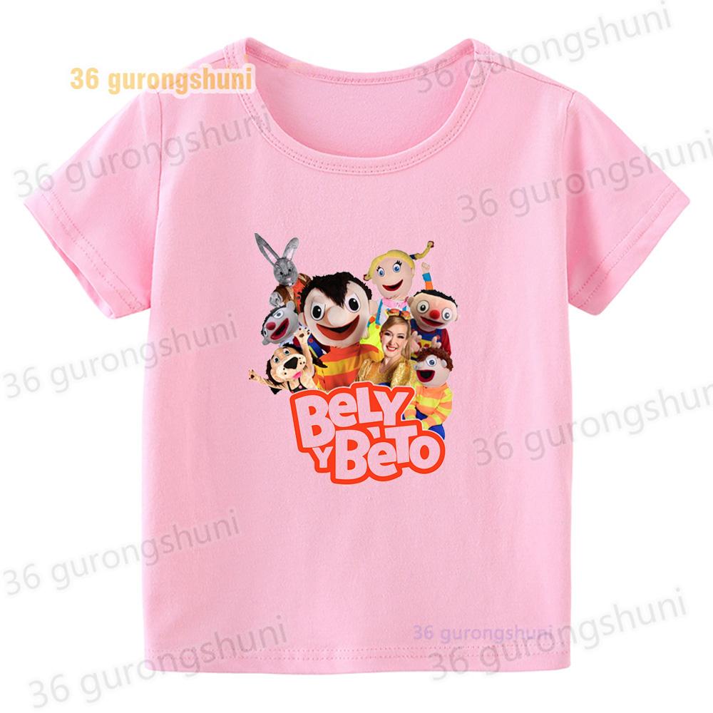 Cartoon Bely y Beto Tshirt Girl pink T Shirt summer Tops tee Kids Clothes T Shirts Girls T-shirts children Short Sleeve