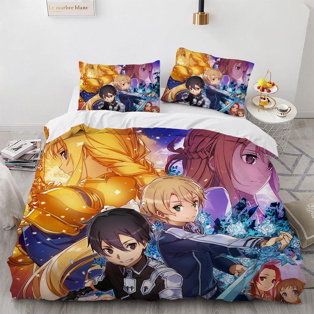 Постельное белье Sword Art Online Аниме Пододеяльники Кинг Квин Двуспальный Односпальный Размер Взрослые Дети Постельное белье Односпальный Двуспальный Размер Декор Дом