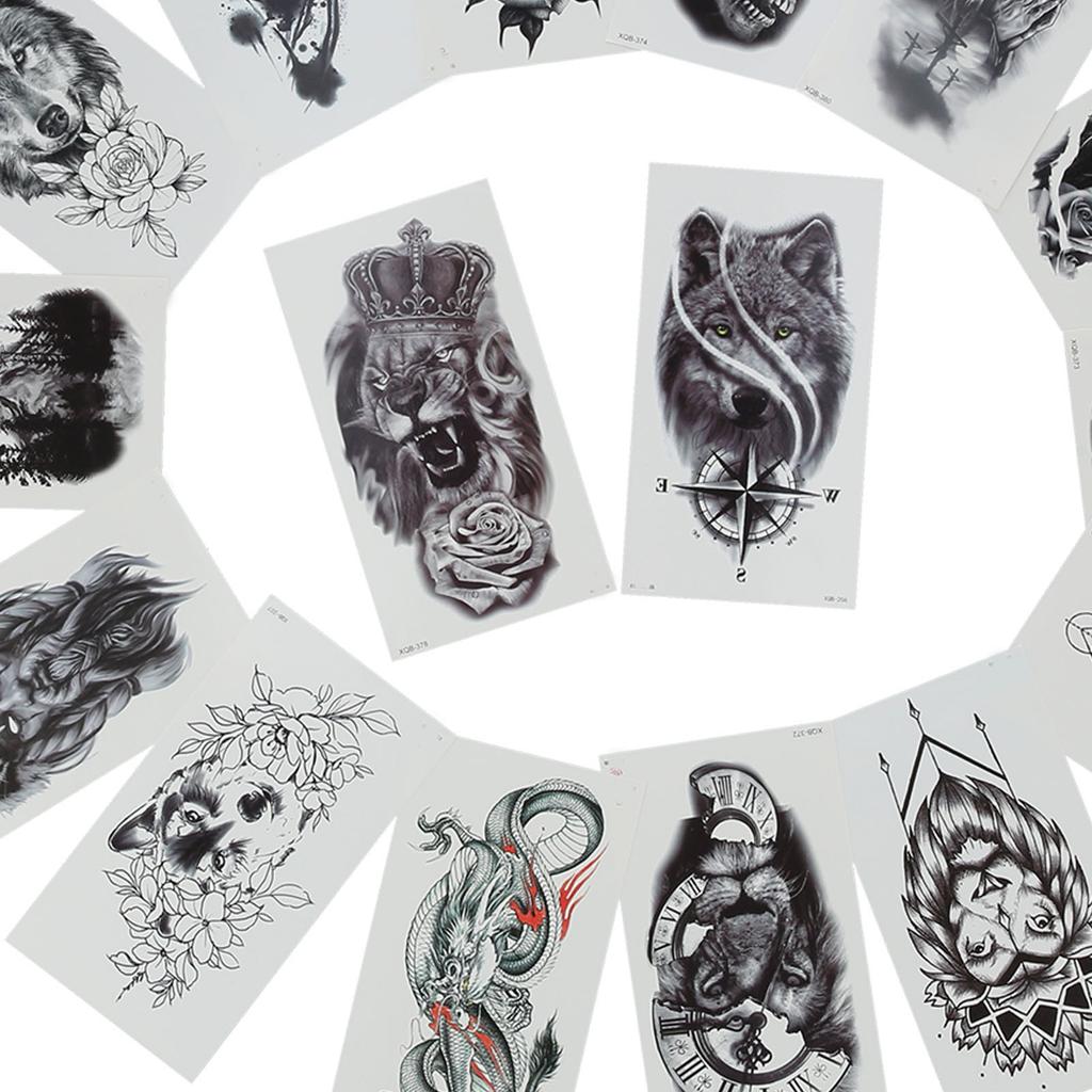 16 листов Временная тату-наклейка с животным узором для мужчин, водостойкий аксессуар