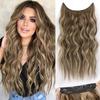 Синтетическая невидимая проволока, 4 зажима для наращивания волос, длинный волнистый шиньон, черный, коричневый, смешанный цвет, накладная прическа для женщин, на каждый день