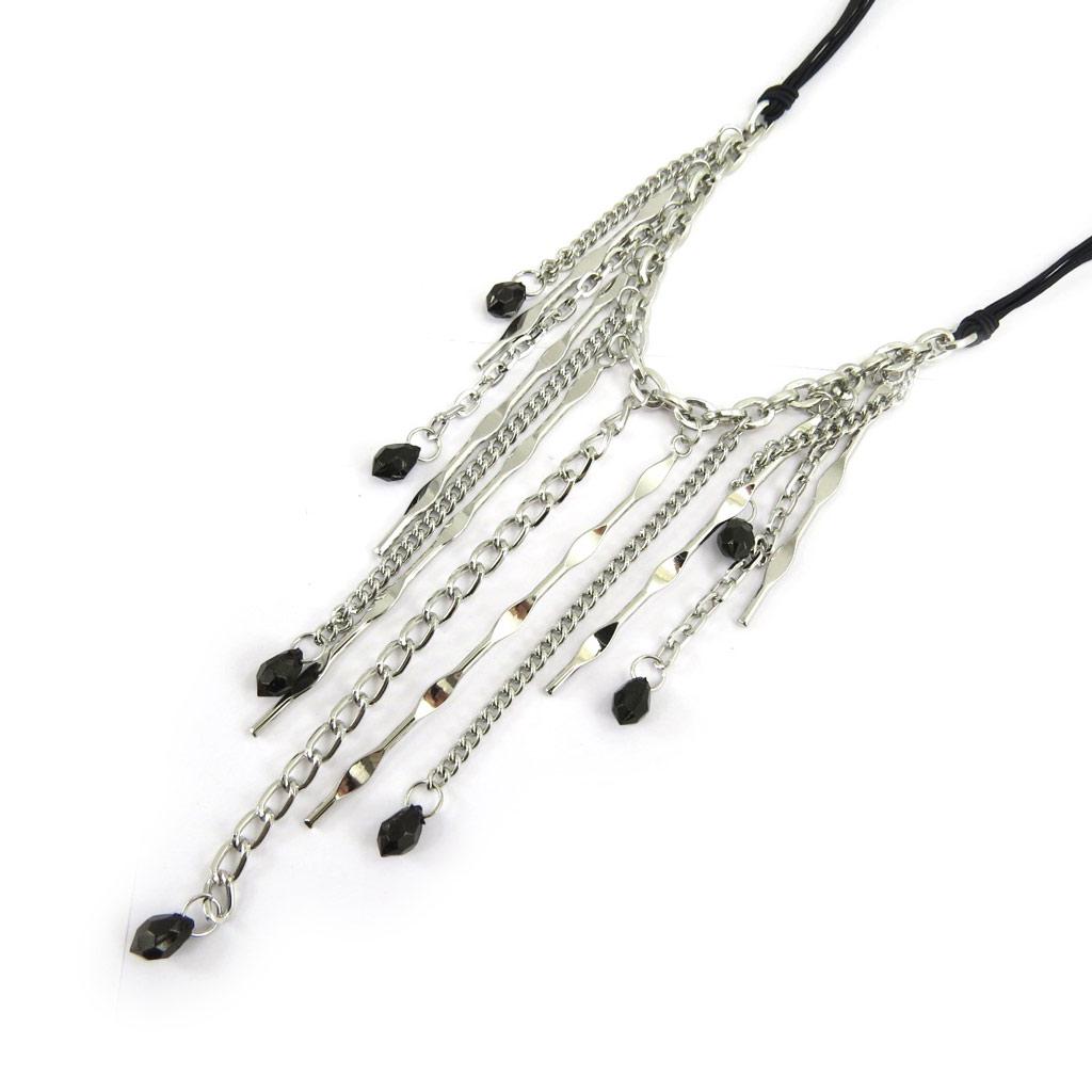 Les Trésors De Lily [L4259] - Black Silver 'Kilimanjaro' Necklace