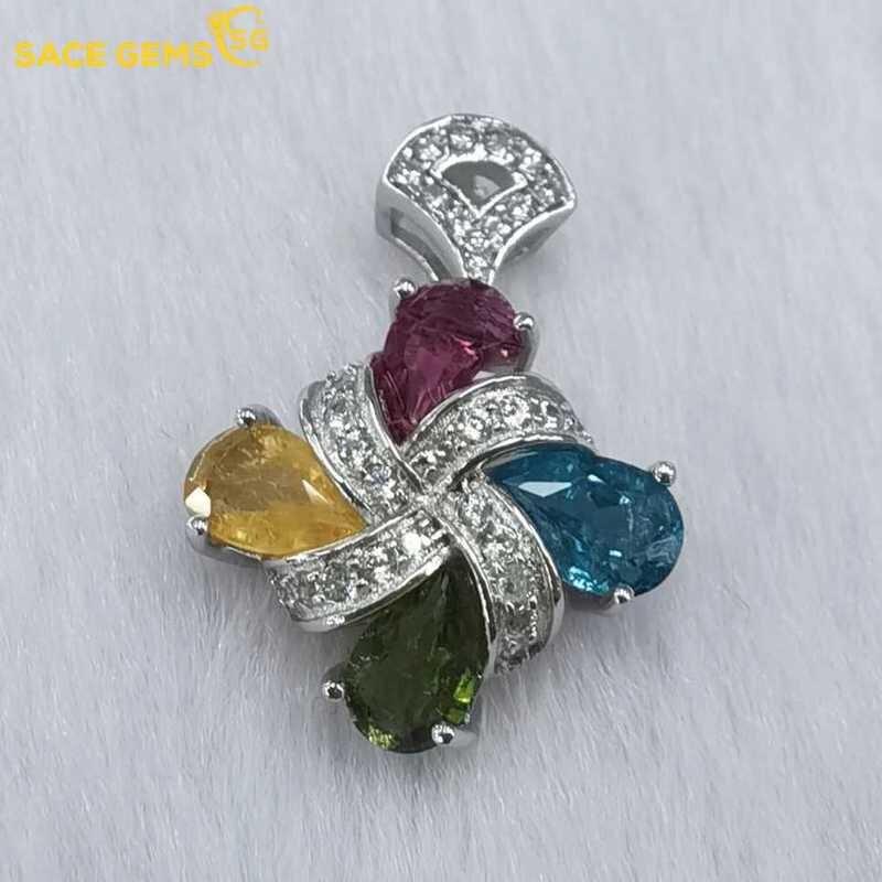 Sace Gems Роскошные ожерелья с подвеской из стерлингового серебра 925 пробы, разноцветные турмалиновые ожерелья для женщин, сверкающие ювелирные изделия, подарок на день рождения