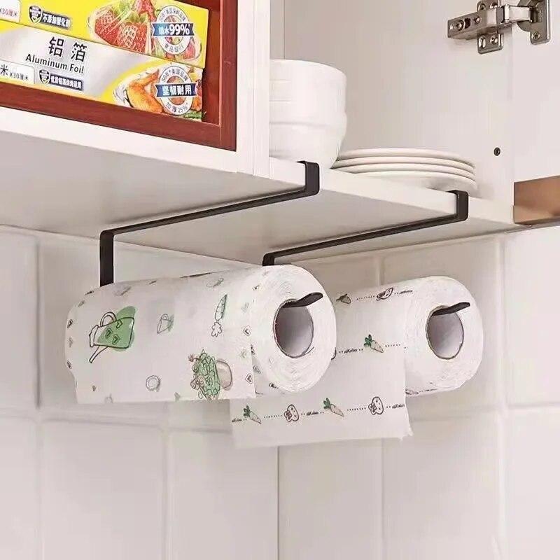 Wall Mounted Paper Roll Holde Bathroom Closet Cabinet Storage Rack Home Tissue Towel Rack Wall Hanging Shelf Kitchen Organizer