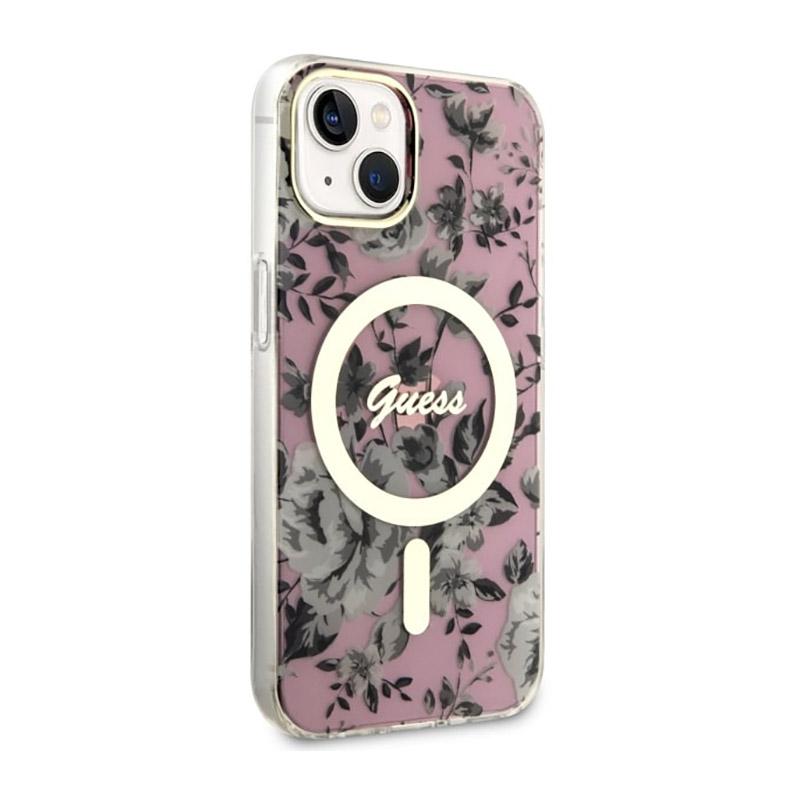 Guess Flower Magsafe - Etui Iphone 14 Plus (Różowy)