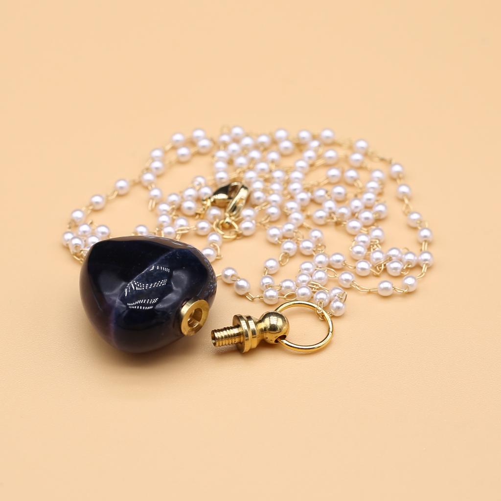 Весенняя цепочка для свитера, ожерелье в виде флакона духов, подвеска из натурального камня флюорита для женщин, рождественский подарок на Хэллоуин, цепочка 80 см