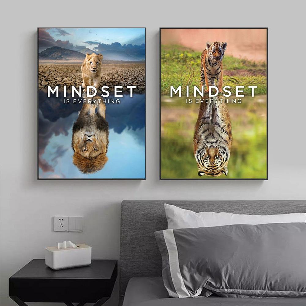 Animal Mindset Is Everything Inspirational Prints Poster Canvas Painting Modern Wall Art Pictures Living Room Bedroom Home Decor
