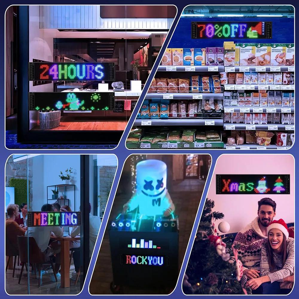 LED Matrix Pixel Panel Display Screen Flexible RGB Car Pattern Graffiti Scrolling Text Animation Shop Reminder Light Bluetooth