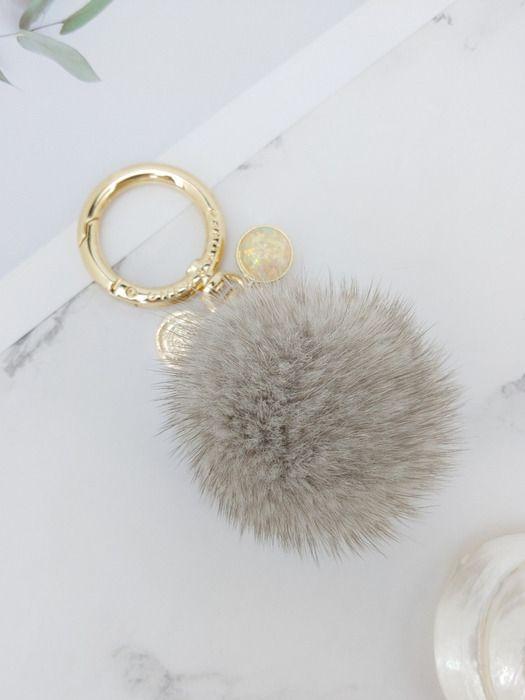 MAIA Mink Fur Keychain & Charm - Gray