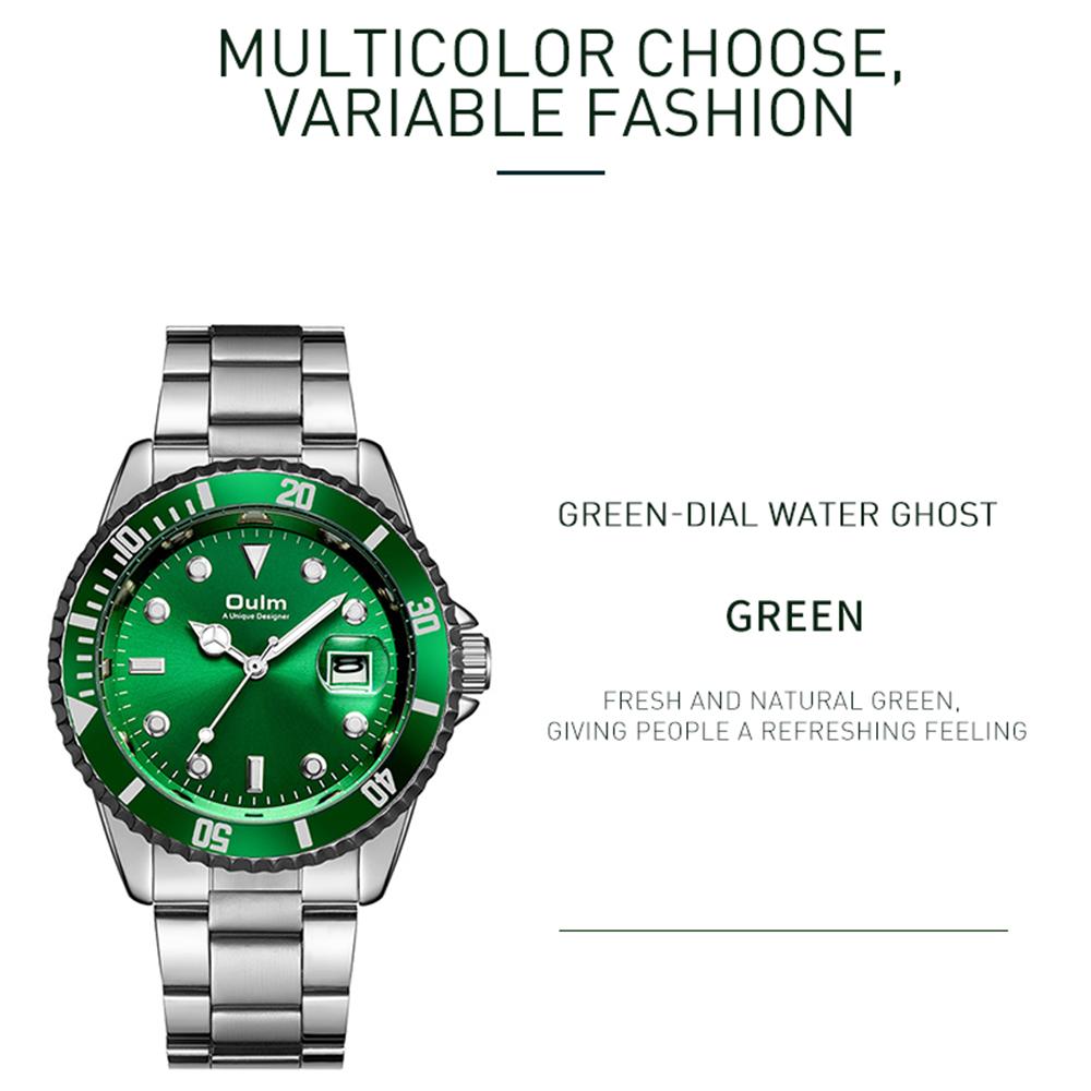 Oulm Часы мужские кварцевые Water Ghost Luminous Calendar Steel Band Watch Casual Sports Business Watch