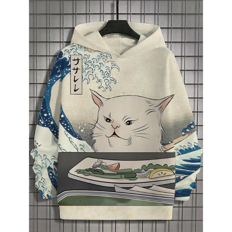Осень и зима Мужская толстовка с капюшоном Animal Art в японском стиле Harajuku Fashion Casual Sports Hoodie Pattern Осень и зима