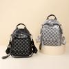 Women's Backpack Chessboard Rhinestone Bag Outdoor Leather Backpack