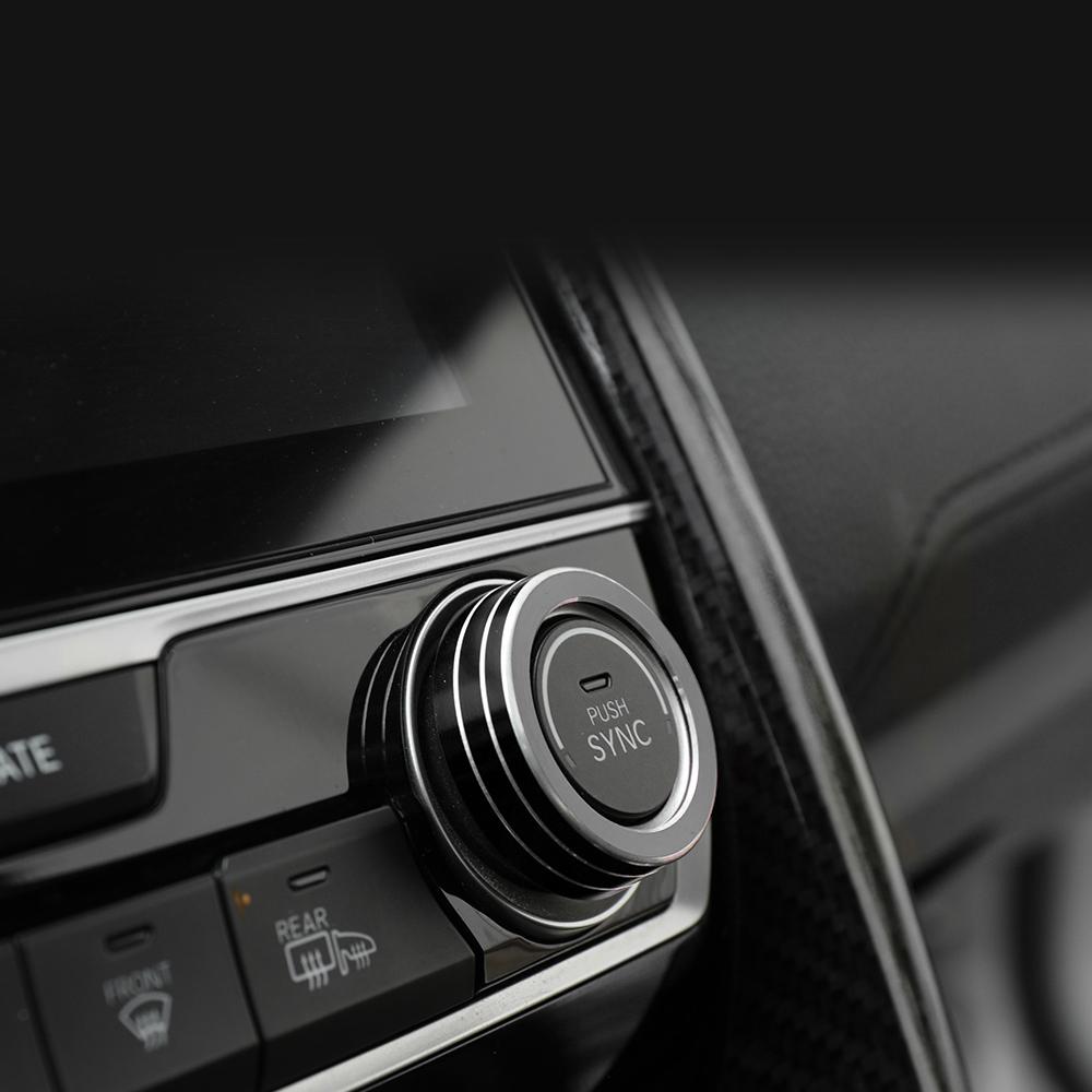 2Pcs/Set Replacement AC Climate Control Ring Knob Trim Cover for Honda Civic 2016 - 2019 Aluminum Car Decor Car Accessories