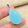 Faceted Blue Chalcedony Gemstone 925 Solid Silver Handmade Women's Jewelry Pendant