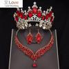 Роскошные хрустальные свадебные комплекты ювелирных изделий для женщин, модная тиара, корона, серьги, ожерелье, свадебные украшения для невесты, комплект в Дубае, конкурс красоты