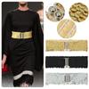 Casual Metal Buckle Waistband Belly Waist Band Sequin Wide Elastic Belt Ladies Dress Cummerbands