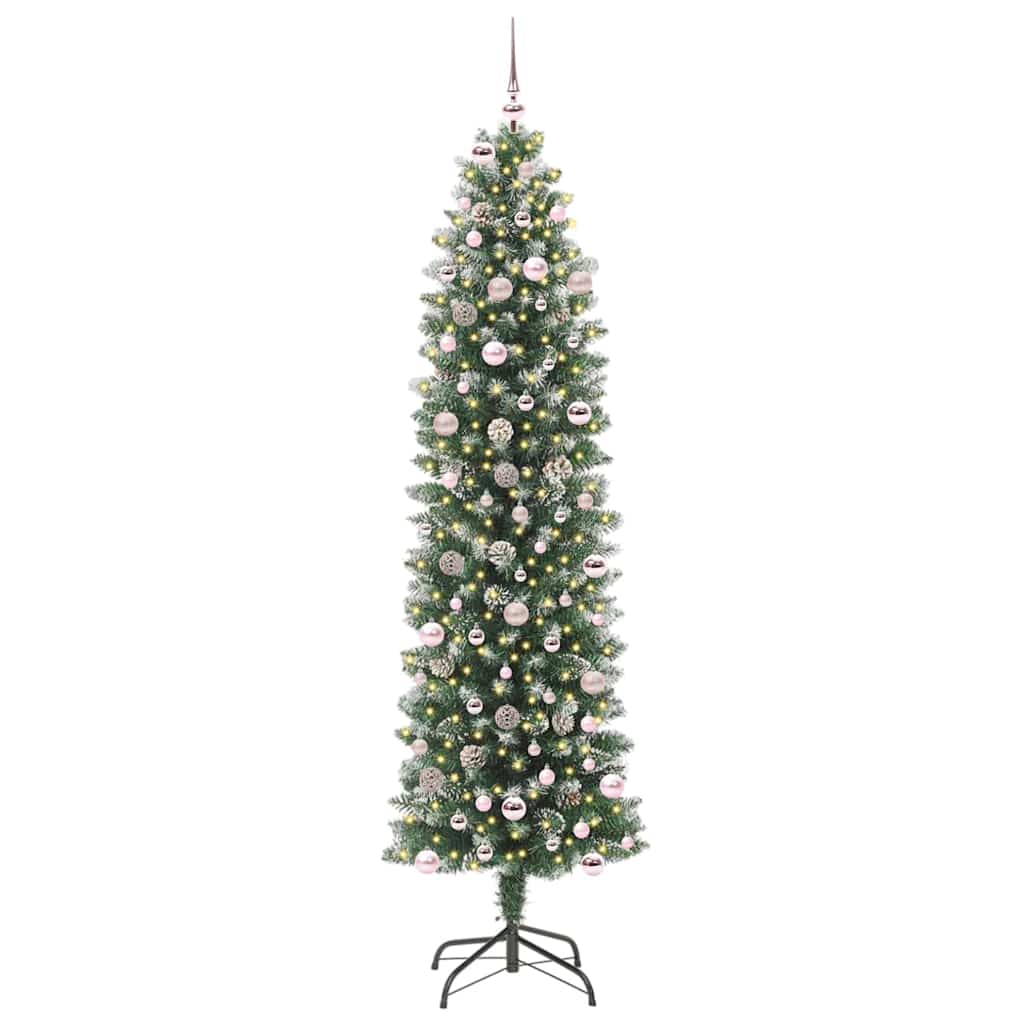Artificial Slim Christmas Tree in Green and White 240 cm