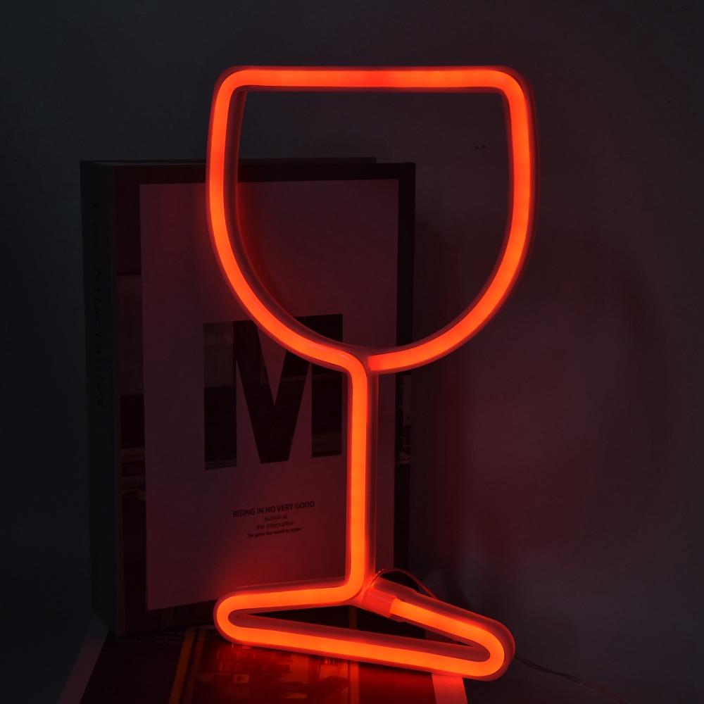 Dual Power Supply Neon Bar Light Wine Glass Neon Sign Suspension Design Neon Light  Bar Decoration