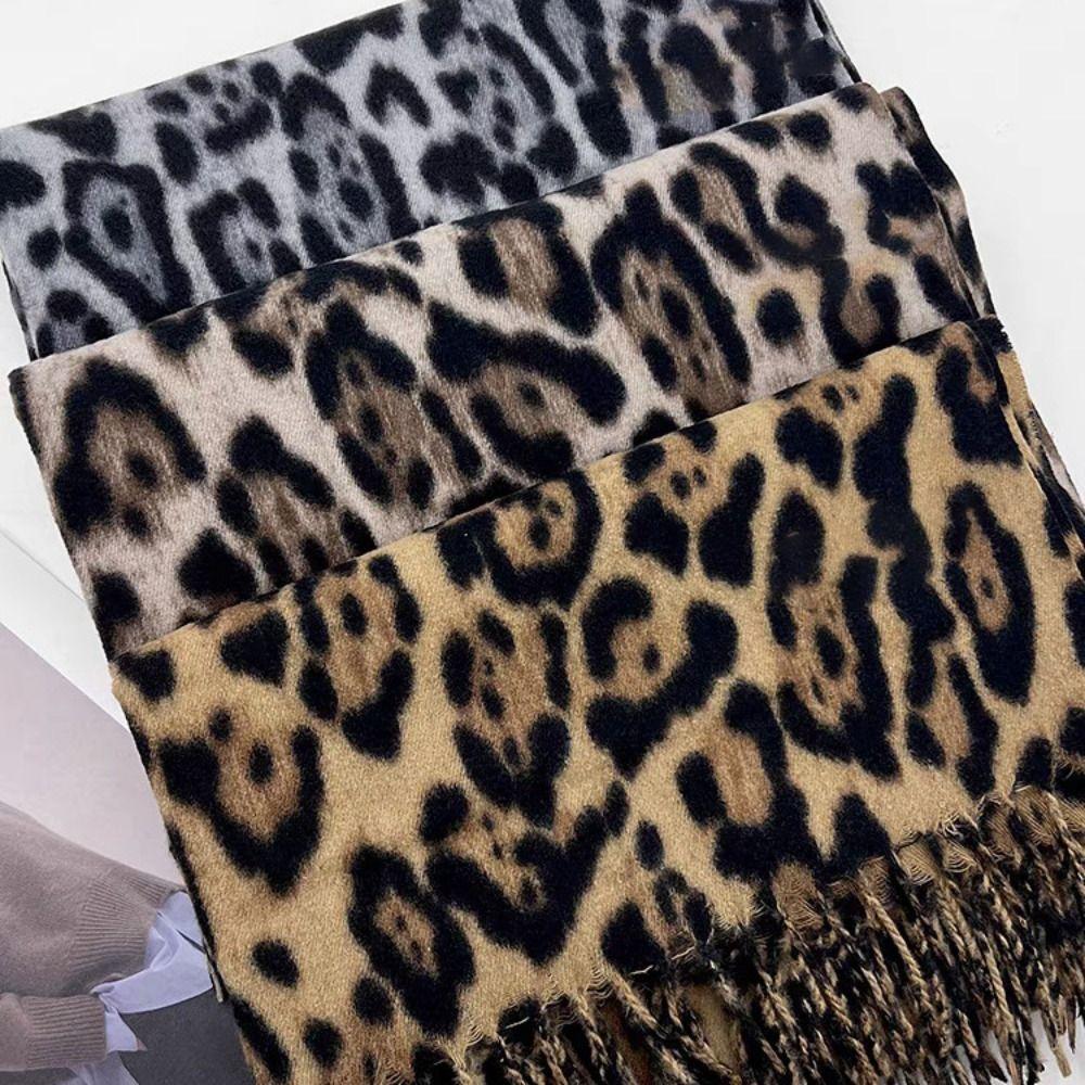 Windproof Tassels Shawl Leopard Lady Scarves Wraps Fashion Winter Warm Scarf for Women Man