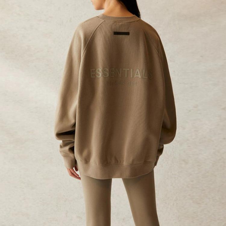 Fear of God Свитшот Essentials из флиса с круглым вырезом и принтом логотипа, унисекс, Moss FOG-SS21-580
