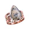 Натуральный Дендритовый Опал Двухцветное Серебро 925 пробы Подарочное Кольцо Р.10 E2S96