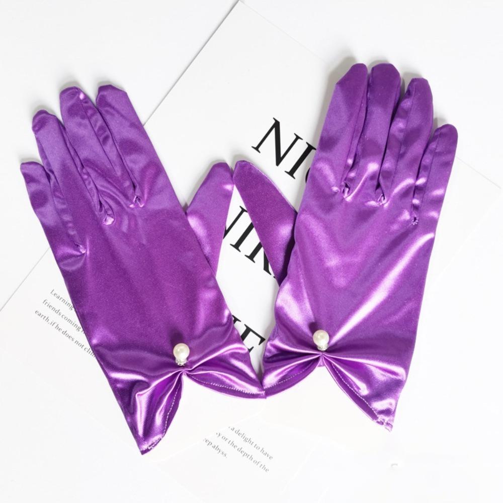 Solid Color Bridal Gloves Satin Dance Mittens Events Activities Dress Stage Gloves Wedding