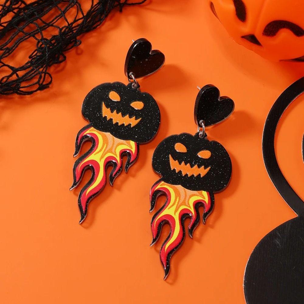 1 Pair Alien Halloween Earrings Acrylic Pumpkin Dangle Earrings Fashion Cute Ghost Ear Studs Party