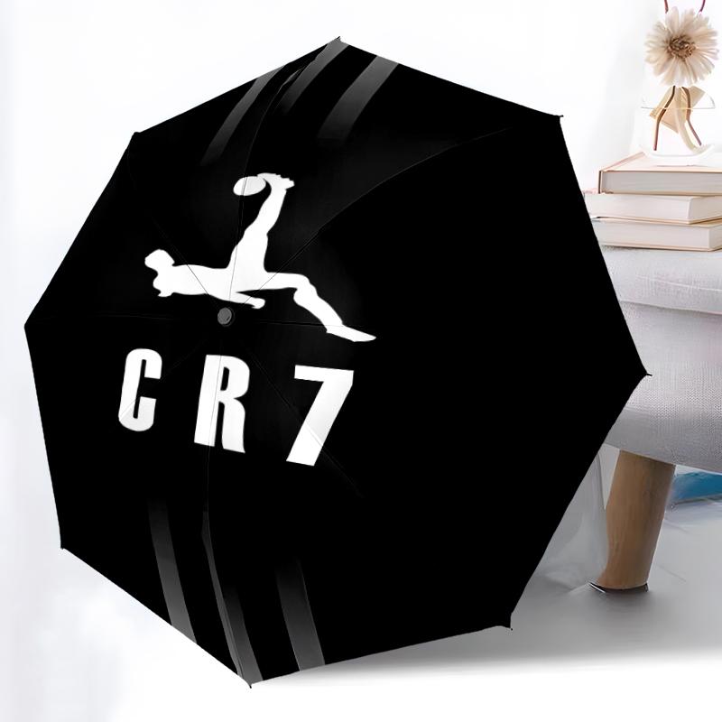 1 шт. Прочный автоматический зонт с 8 спицами, Зонт Cristiano Ronaldo, С цифровой печатью, Складной зонт для использования на ходу на улице