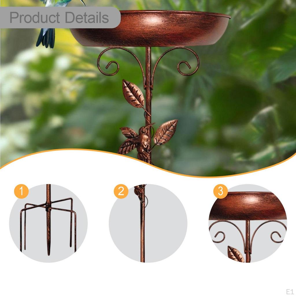 Metal Bird Bath Freestanding Birdbath Versatile 5 Pronged Base Decor Feeder Bowl Garden Tool for
