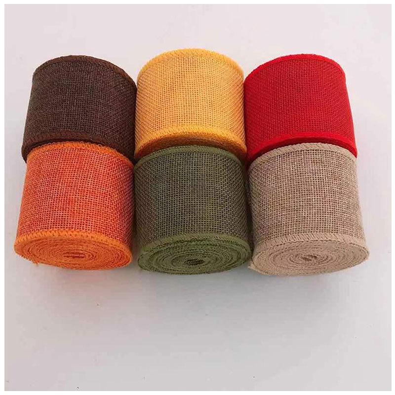 Имитация льна, Рождественское украшение Имитация льняного рулона Сделай сам 6 см шириной Цветной рулон имитации льна 5 м Рождественская декоративная лента