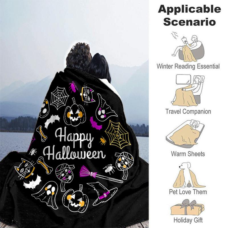 1pc Happy Halloween Theme Cartoon Character Decorative Blanket for Room