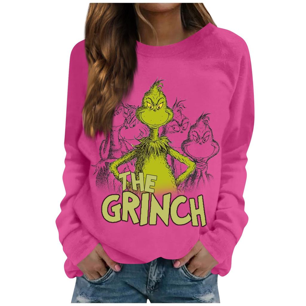 Женский повседневный модный рождественский принт с длинным рукавом, пуловер с Санта-Клаусом, повседневная толстовка