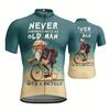 Never Old Man Cartoon Cycling Jersey - Quick-Drying Breathable Road Cycling Shirt with Reflective Stripe