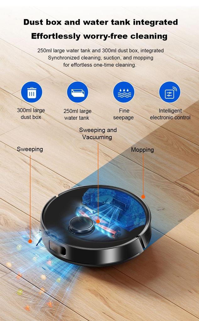 Liectroux M70 Pro Lidar Robot Vacuum Cleaner with Self-emptying Dustbin, Multi-floor Map Storage, 6500Pa Strong Suction