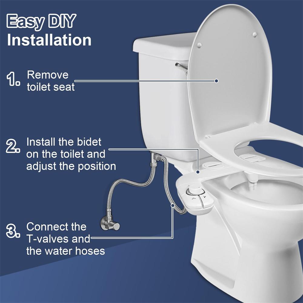 Bidet Attachment for Toilet, Non-Electric, One-key Disassembly