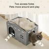 Cat Bed Large Cat Cave Nest Pet House Felt Cat Play Rest Space Pet Condo Hideaway Cube 2-in-1 Scratching Board Cat Bed for Indoor Cats