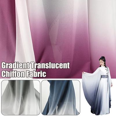 1 метр тонкой шифоновой ткани Ombre с мягким градиентом, полупрозрачная тюль, марлевая ткань для самостоятельного шитья, танцевальный шарф, платье Hanfu, материал
