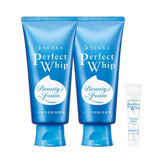 Senka Perfect Whip Facial Wash 120g+120g (+ 15g of White Clay Included)