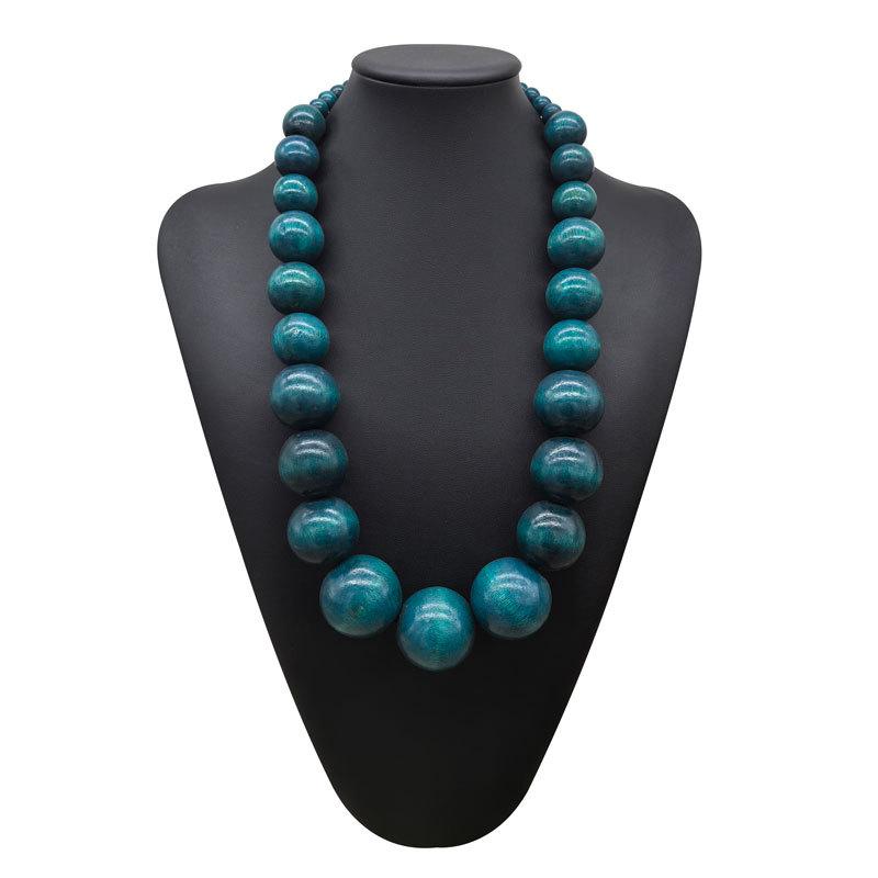 Colorful Big Wood Beads Long Necklace For Women Bohemian Wooden Beaded Decorations Statement Fashion Jewelry