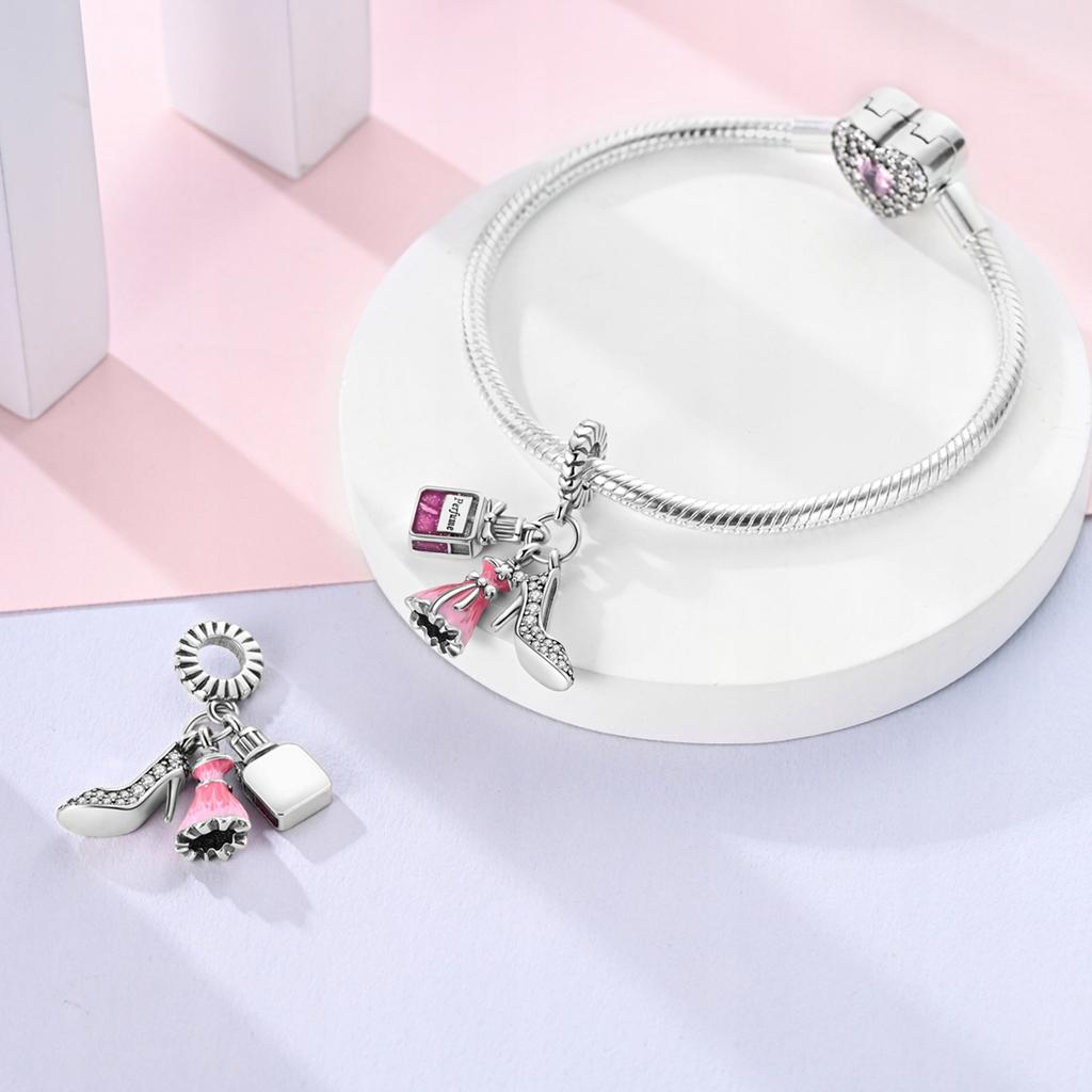Modular Pendant Silver S925 Pink Fashion Set Dress High Heels Perfume