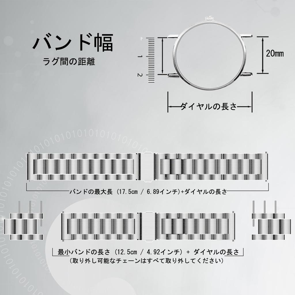 LuFiYa Запасные часы из нержавеющей стали и с регулировкой ремешка Серебристый браслет, 18 мм, 20 мм, 22 мм, 24 мм, Инструмент, (20мм)
