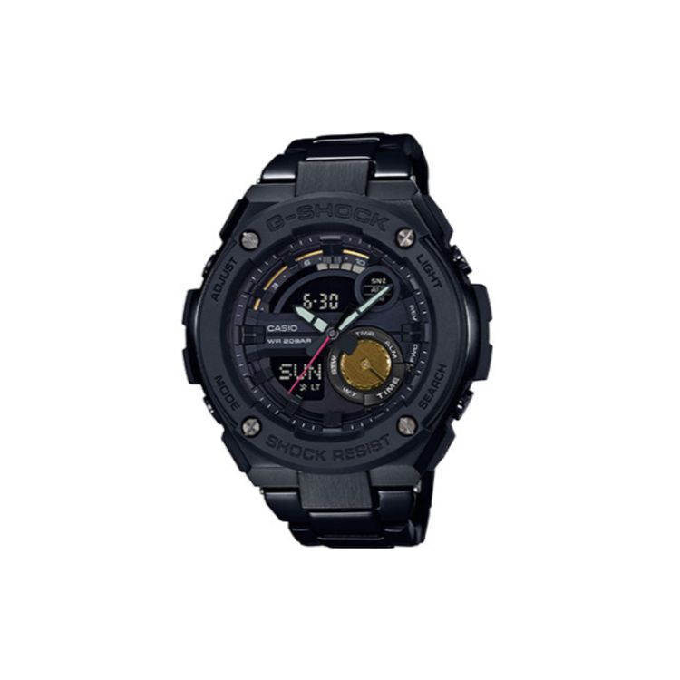Casio Спортивные часы G-Steel Водонепроницаемые Ударопрочные Светодиодная подсветка Кварцевый механизм Ремешок из смолы Мужские часы Черные GST-200RBG-1ER
