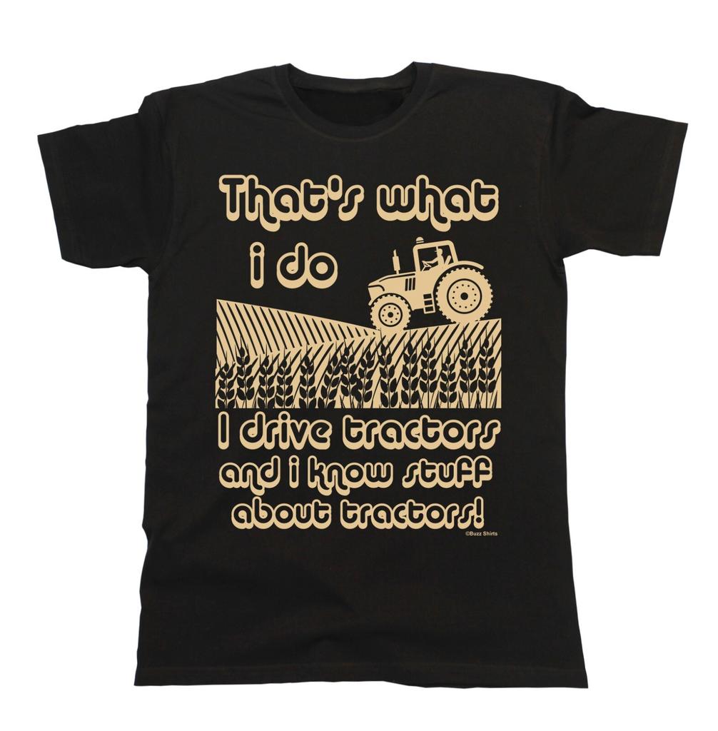 I Know Stuff About Tractors Mens Funny T-Shirt Mens Womens Tees Top Farmer Farming Gift