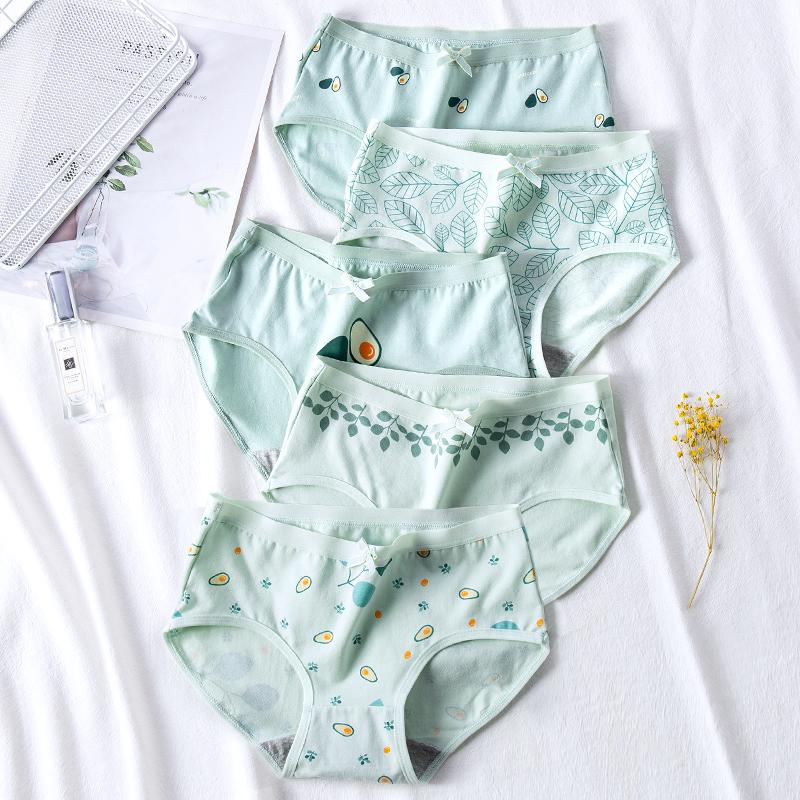 5 шт./компл., хлопковые женские трусики, дышащее нижнее белье, милые трусы с принтом для девочек, нижнее белье с низкой талией