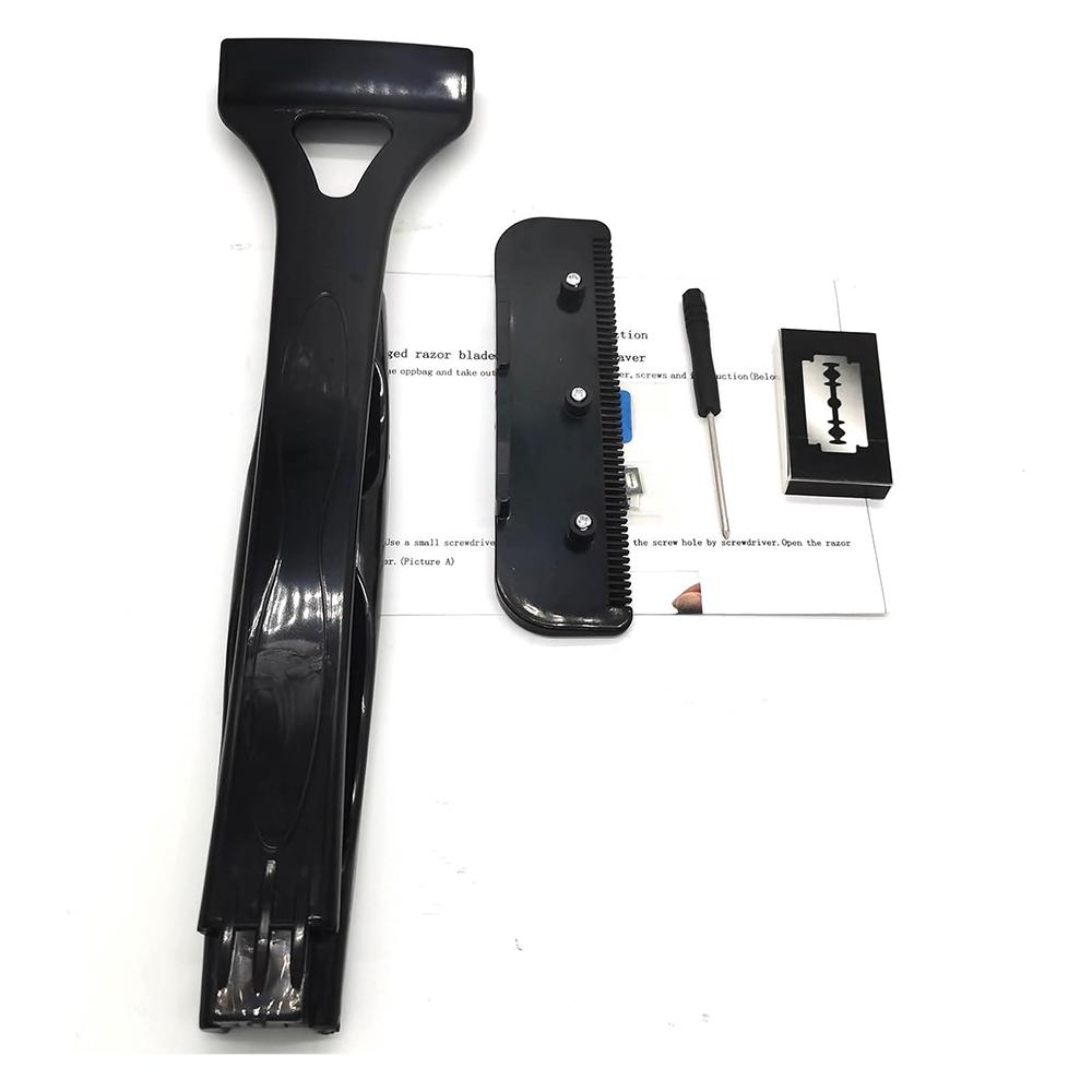 Men Back Shaver Hair Shaver Long Handle Folding Trimmer Body Leg Razor Shaver Hair Removal Tool with 5Pcs Replaceable Blades