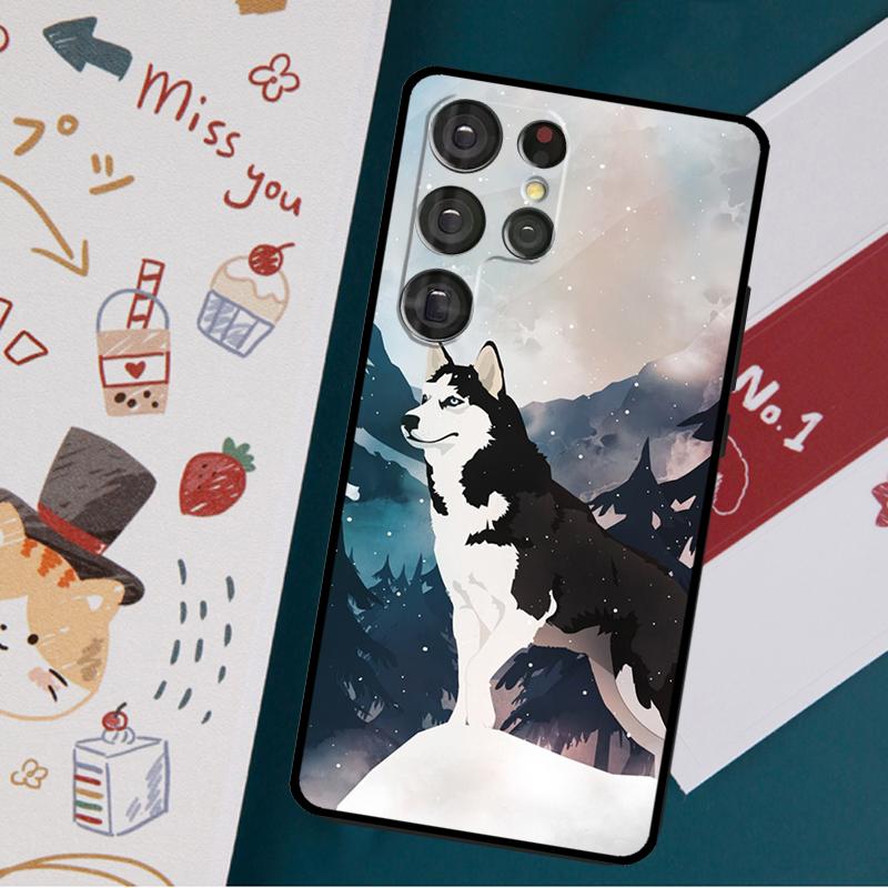 Alaskan Husky Dog Cute Puppy Case For Samsung Galaxy S23 S22 S21 Ultra S20 FE Note 20 Ultra S8 S9 S10 Note 10 Plus Cover